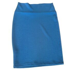 LuLa Roe Pencil Skirt Knee Length Stretch - Blue Size Small